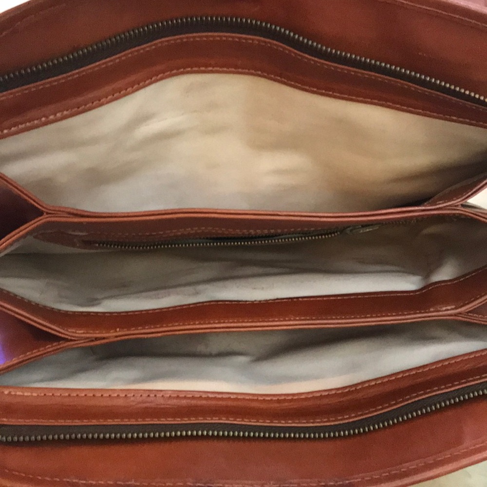 Cognac brown vintage JR leather hand bag/purse - Picture 4 of 14
